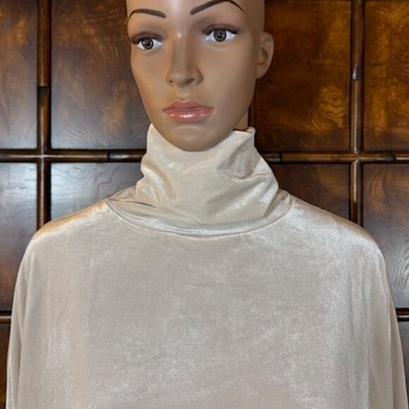 WynneLayers Oyster Stretch Velvet Side Slit Turtleneck Top - Picture 8 of 14